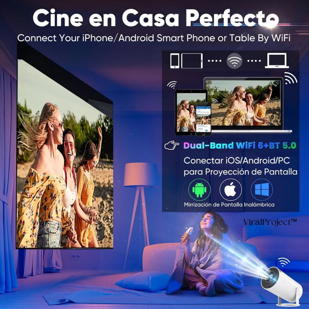 ViralProject™ Full HD 4K🍿🔥Proyector Inalámbrico🎁Tu cine portátil